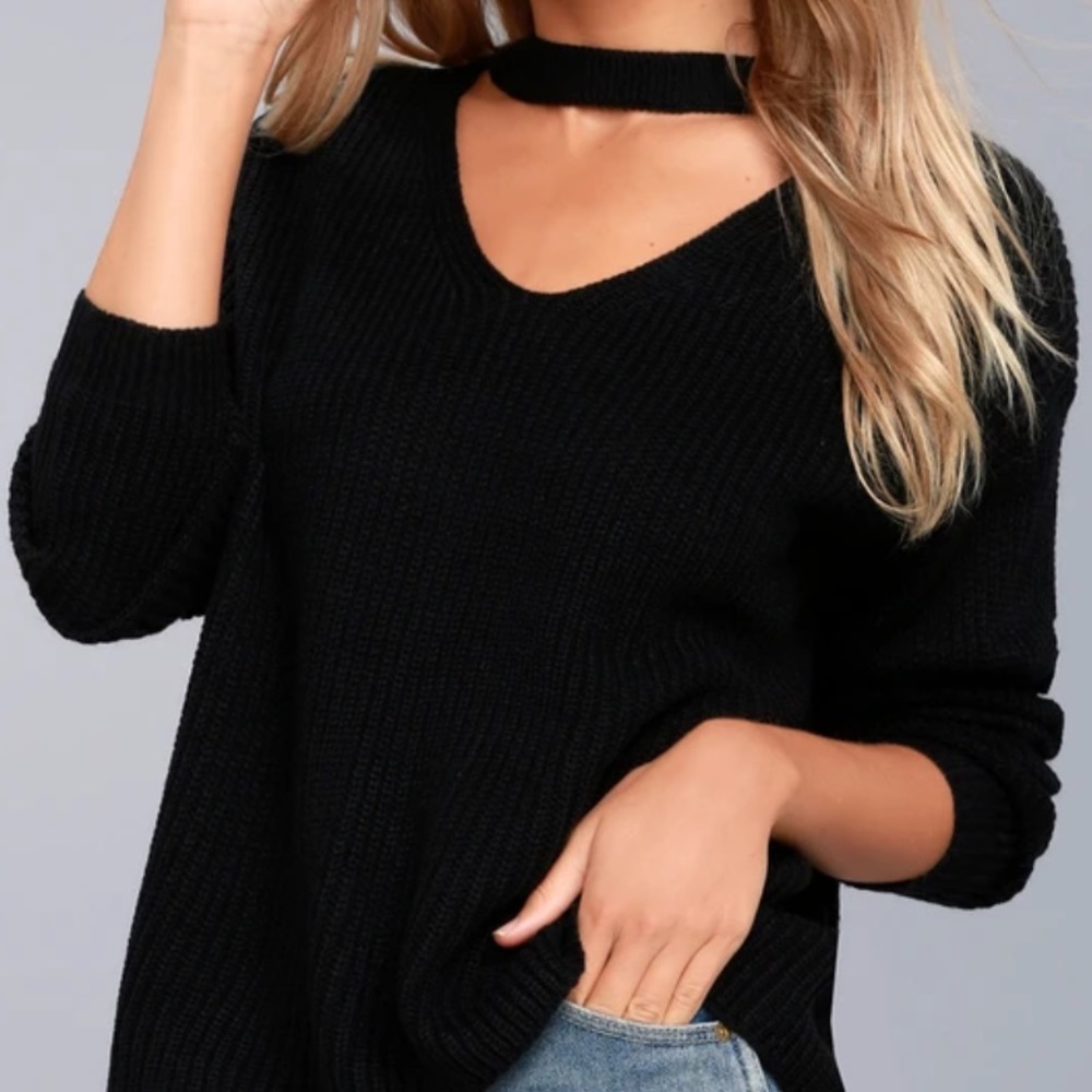 Planet blue black cutout sweater
